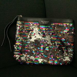 Victoria Secret Rainbow Sequin Makeup Bag